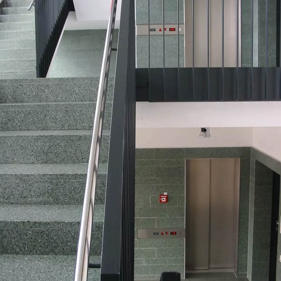 a photo of stairs with Terrazzo Verde Agglotech