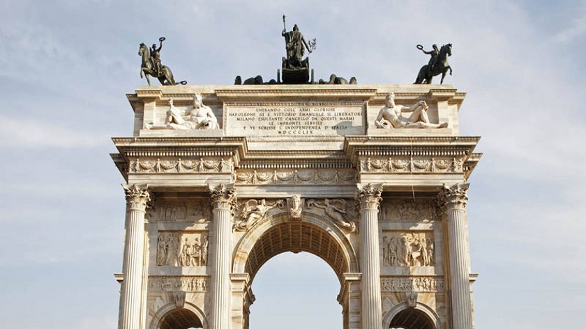 a photo of the Arch of Piece in Milan made from Palissandro Marble