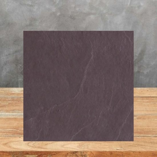 an image of a Burgundy Slate sample and a grey background
