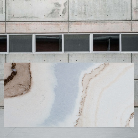 an image of a Palissandro Reale Marble slab outside a stone yard