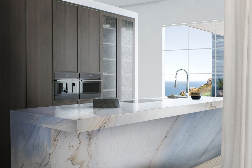 A Palissandro Reale Marble worktop in a modern kitchen