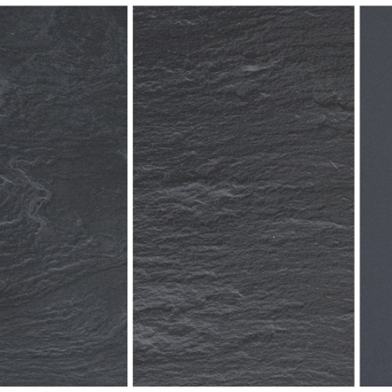 a photo of Black Riven Slate splashback made from tiles
