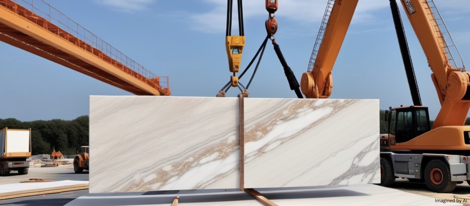 an image of Palissandro Marble on a crane imagined by Ai
