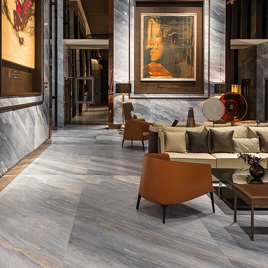 a reception are with Palissandro Nuvolato Marble floor tiles