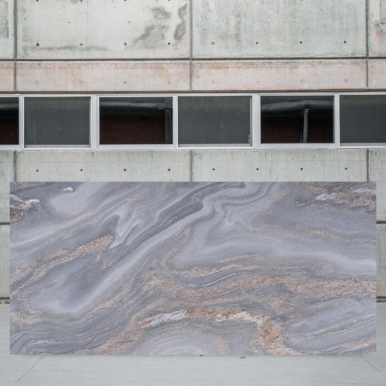 an image of a Palissandro Nuvolato Marble slab outside a stone yard