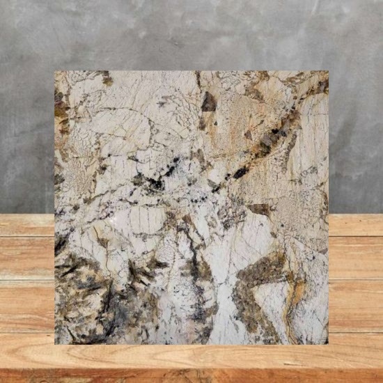 an image of an Alpinus Granite sample and a grey background