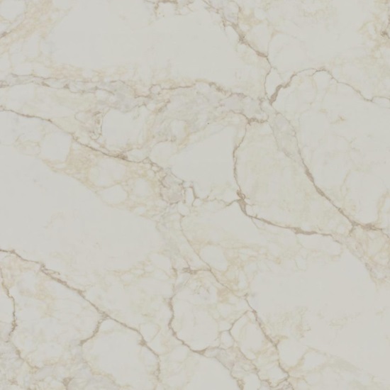 a close-up of Calacatta Cream printed quartz