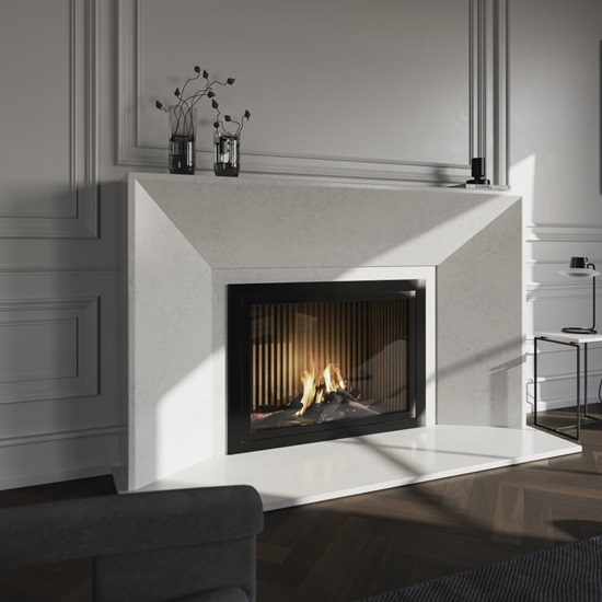 Technistone Morning Daisy quartz fireplace