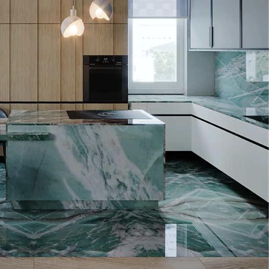 Botanic Green Quartzite kitchen island