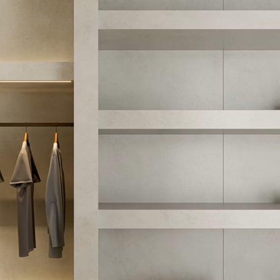 a wall and shelves in Dekton Sandik