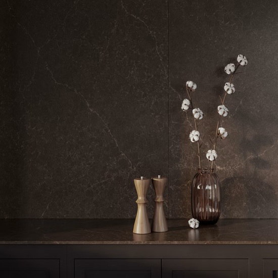 a Silestone Chateau Brown splashback and a matching worktop