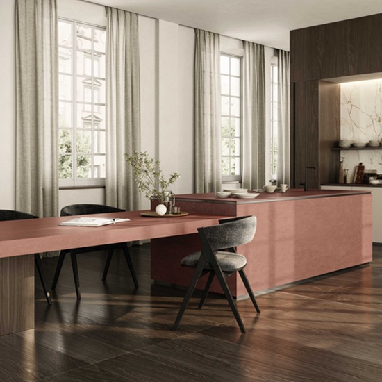 Sapienstone Marsala Red worktop kitchen island