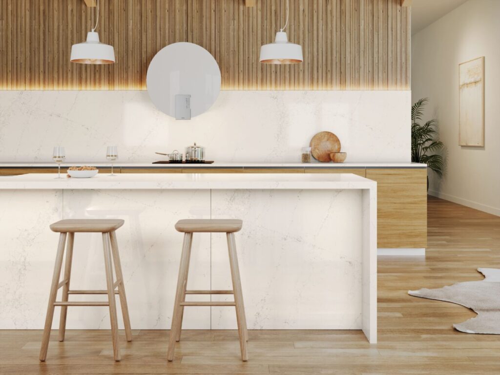 a kitchen with Caesarstone Solenna