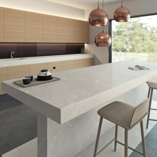 Caesarstone Alpine Mist kitchen island
