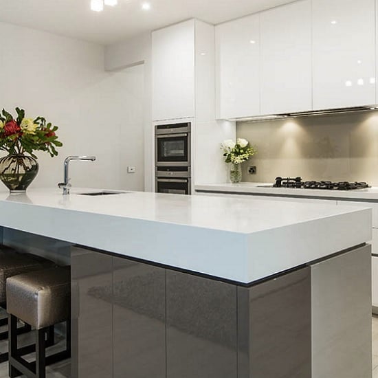 Caesarstone Snow mitred edges