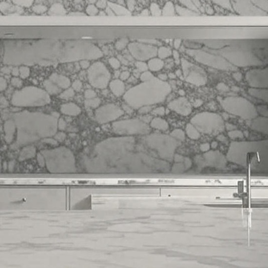 Arabescato Grey Quartz kitchen