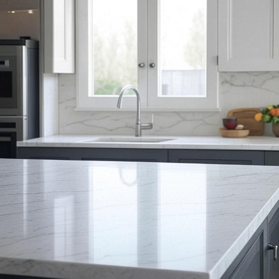 Eclipse Quartz kitchen island