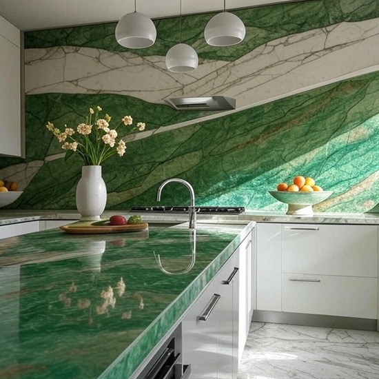 Patagonia Verde Quartz worktops