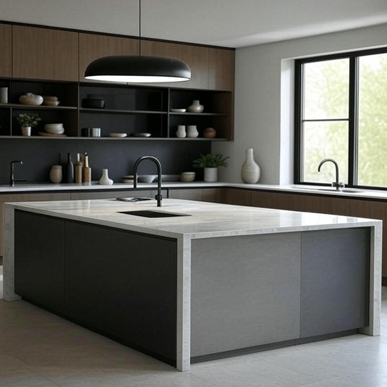 off white Terrazzo Bianco Avorio kitchen island