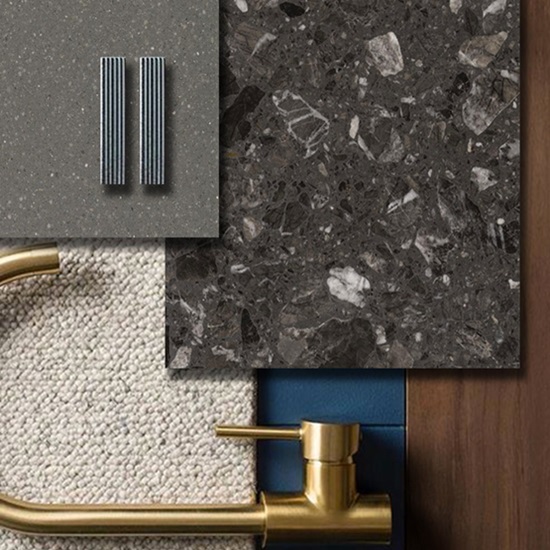 dark grey Terrazzo Grigio Carnico design scheme
