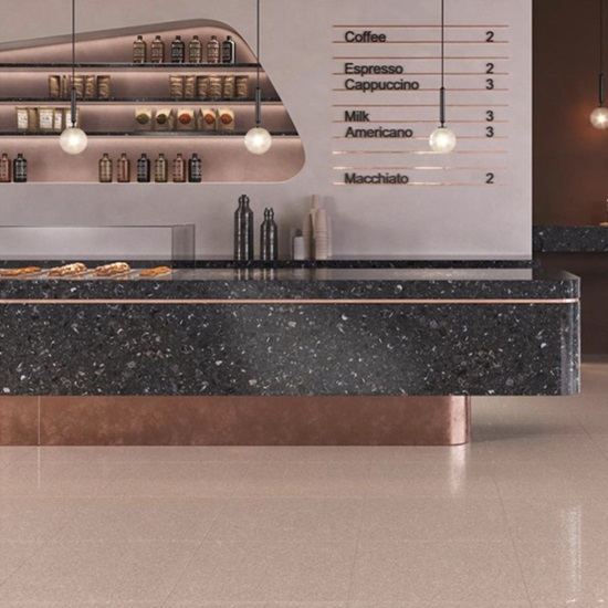 dark grey Terrazzo Grigio Carnico kitchen island
