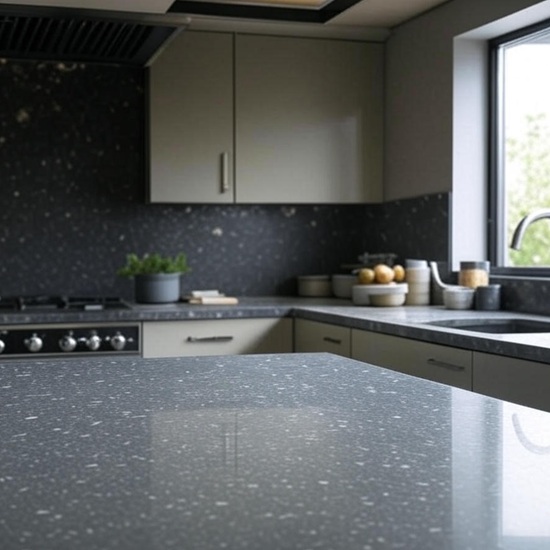 black Terrazzo worktop Nero Portoro
