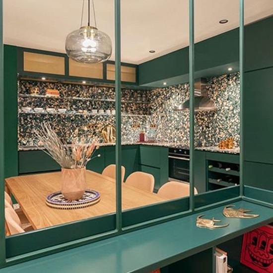 green Terrazzo Palladio Fenice kitchen worktops