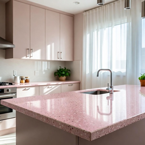 pink Terrazzo worktop Rosa Del Garda