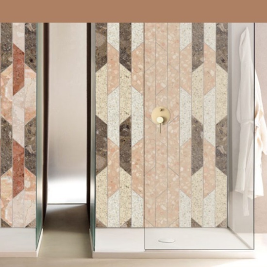 light pìnk Terrazzo Rosa Perlino bathroom