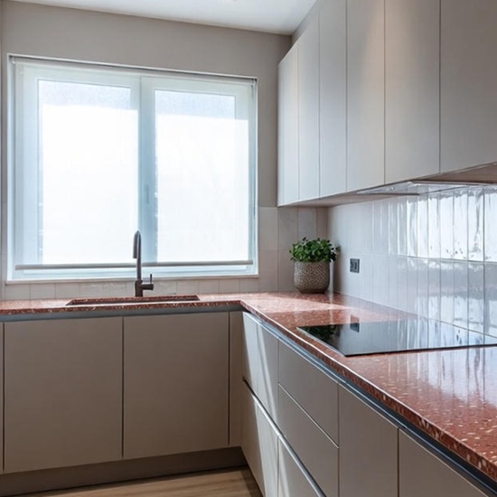 red terrazzo Rosso Verona kitchen