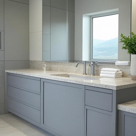 beige white veins Terrazzo Tibet athroom Worktop