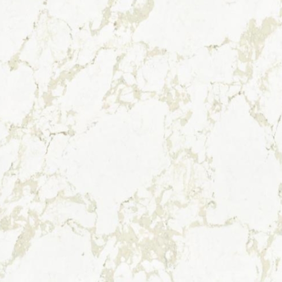 a close-up of Calacatta Gold Santorini quartz
