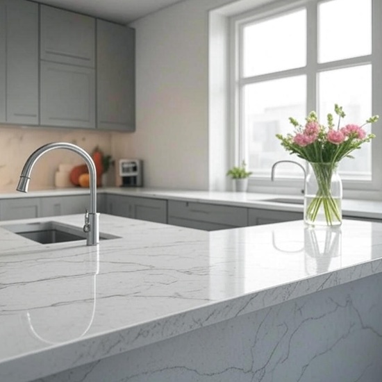 an ai image of Atlantic Calacatta Quartz worktop