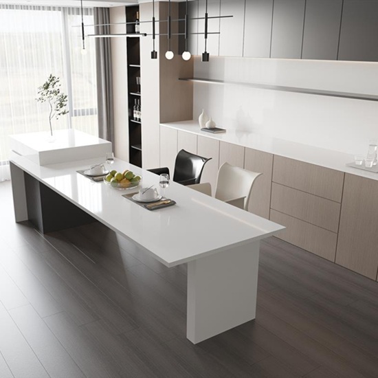 modern Crema Marfil Quartz kitchen