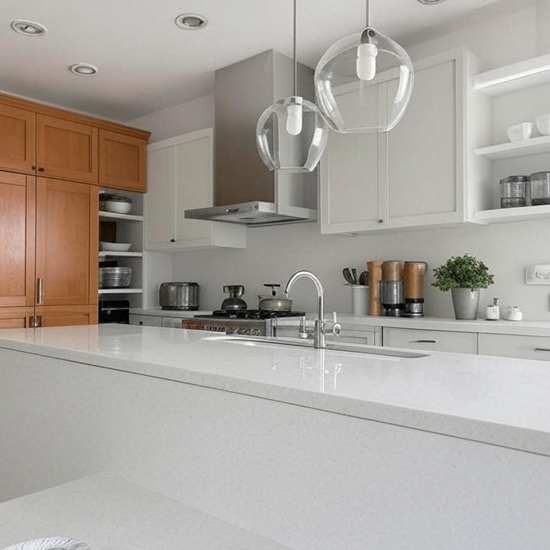 Solid White Giant Quartz 30mm worktop