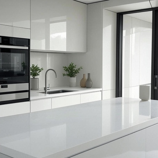 Solid White Giant Quartz worktops