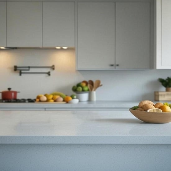 White Carrara Giant Quartz worktops