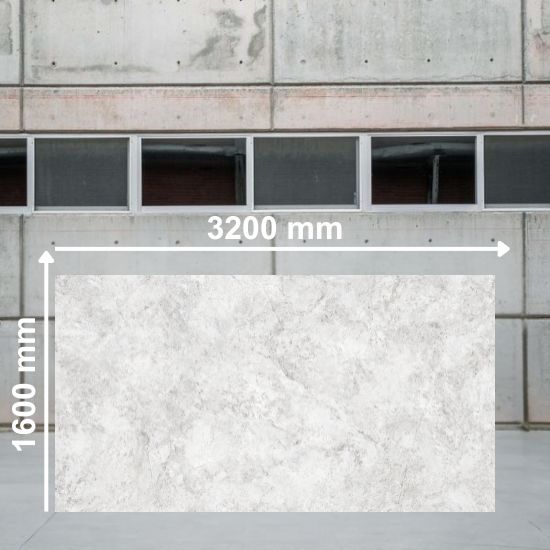 Full 3200mm x 1600mm slab of Neolith Whitesands sintered stone displayed outdoors with scale markings