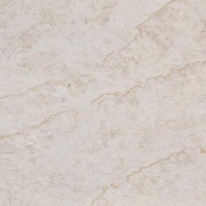 High-resolution close-up texture of Taj Mahal Highlands Quartz, creamy white base with elegant flowing gold and beige veins in classic marble pattern