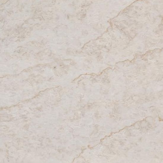 High-resolution close-up texture of Taj Mahal Highlands Quartz, creamy white base with elegant flowing gold and beige veins in classic marble pattern